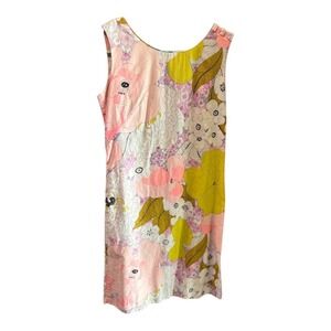 Vintage Floral Mod Sleeveless Dress Pink Yellow Retro